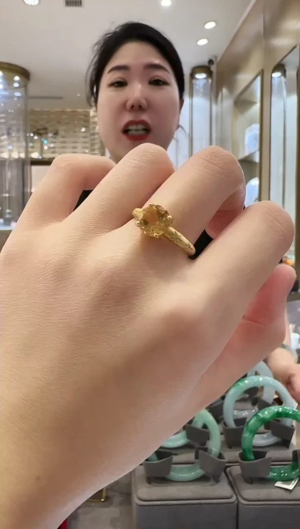 黄晶戒指银S925镶嵌03多样发一