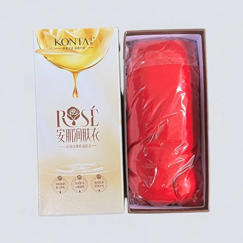 7112A大红玫瑰精油安肌润肤圆领女保暖单衣单裤