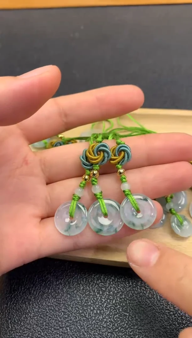 翡翠未镶嵌颈饰FC499 翡翠平安扣手机挂 多样性发其一