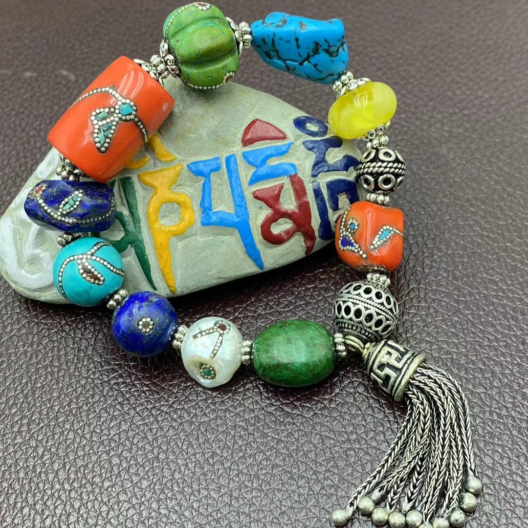 多宝手串每颗珠子都是手工的多少有差异复古编织