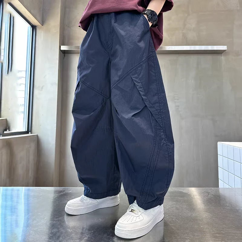 男童新款阔腿裤子蓝色中长裤儿童童装薄款透气韩版洋气百搭裤子潮