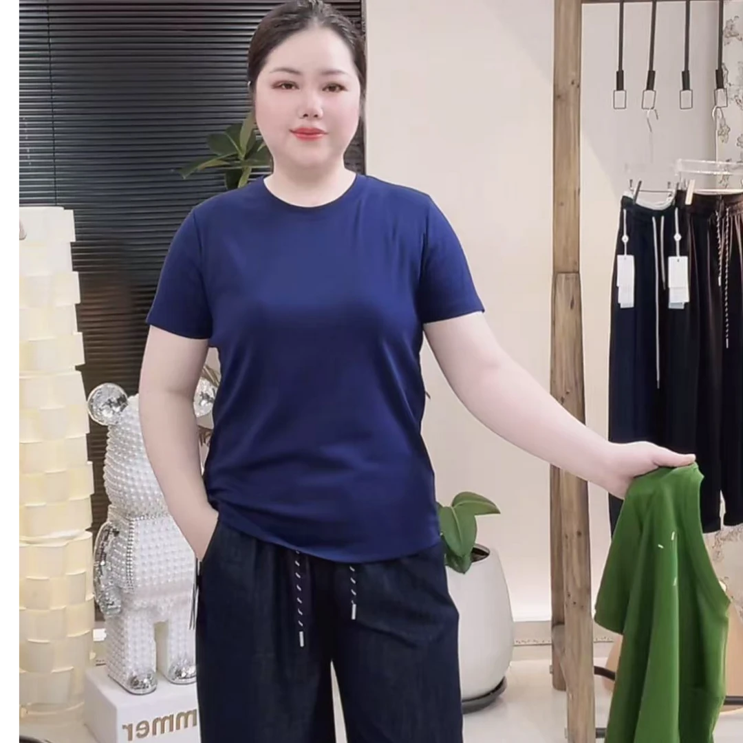 NM6677（聚水潭）拼接抽褶常规款翻领T恤简约百搭女款时尚女士短袖