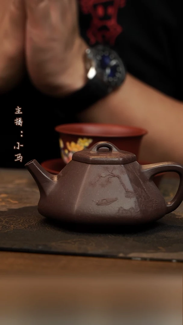 茶壶紫砂六方石瓢  底槽清