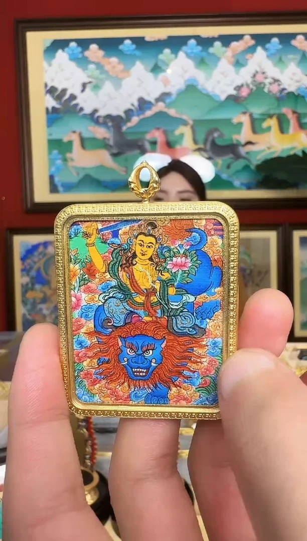 吊坠文老师-热贡纯手绘周毛