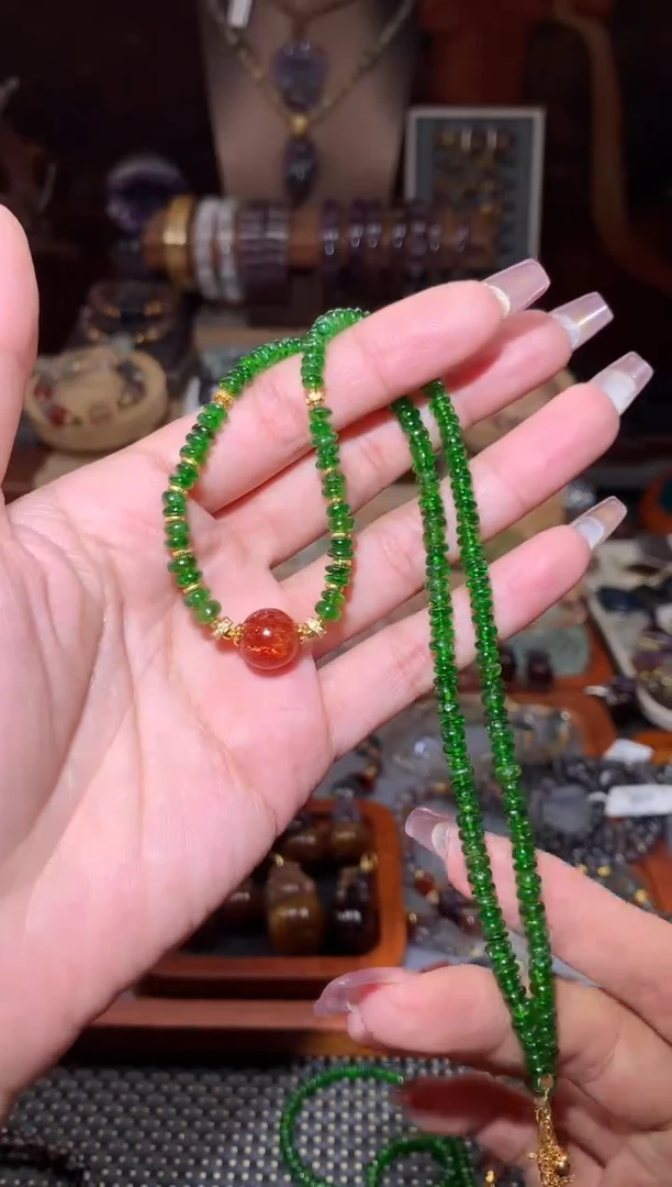 DIY项链透辉石未镶嵌透辉石金太阳DIY手串