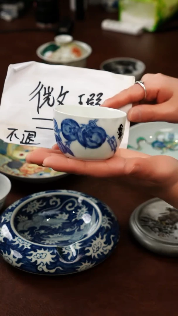 摆件陶景德镇瓷器，青花瓷手绘茶具~