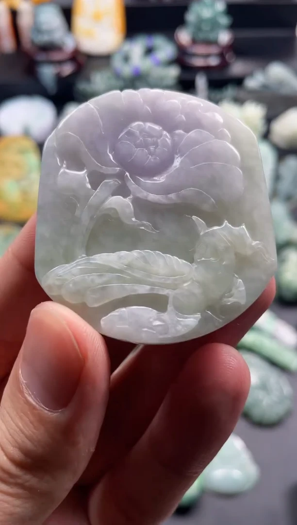 颈饰未镶嵌翡翠28  天然翡翠a货  花鸟