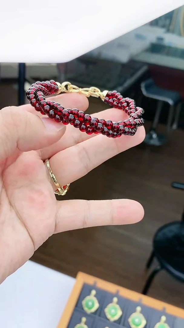 手链14K金镶嵌石榴石S119手链