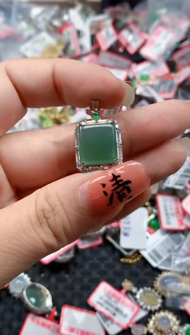 银S925镶嵌戒指翡翠天然A货缅甸翡翠