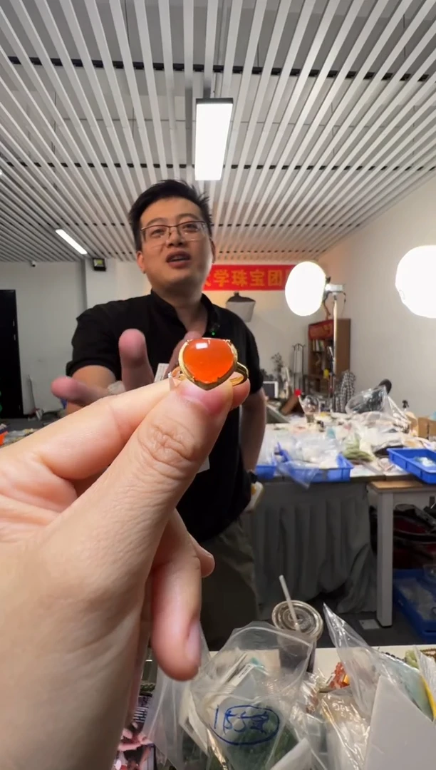 银S925镶嵌南红玛瑙戒指约9*11mm南红保山冰红心形S925银戒指