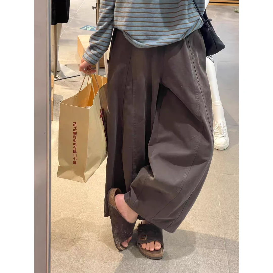 慵懒风宽松显瘦九分工装裤女春秋款小个子遮胯高腰哈伦阔腿气球裤