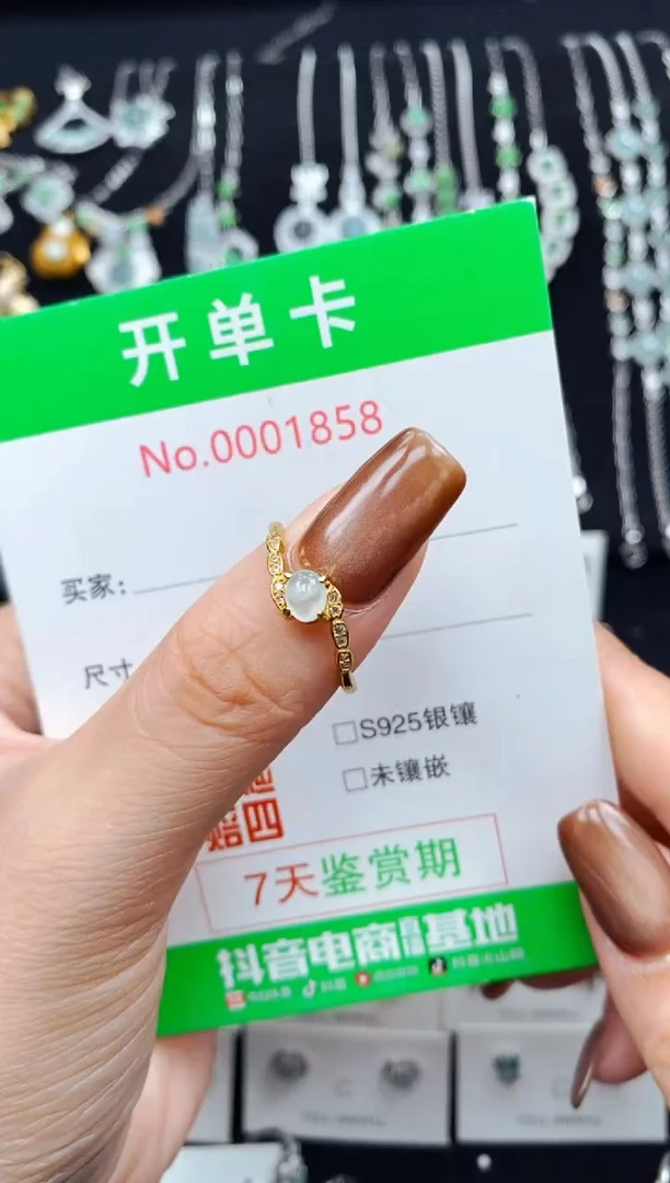 银S925镶嵌戒指翡翠1858
