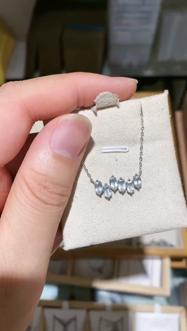 【闪购商品】海蓝宝石颈饰银S925镶嵌项链