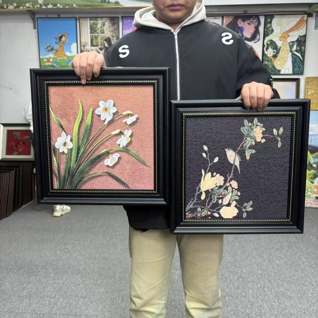 风竹子水仙花餐厅挂画法式美式客厅装饰艺术画4040