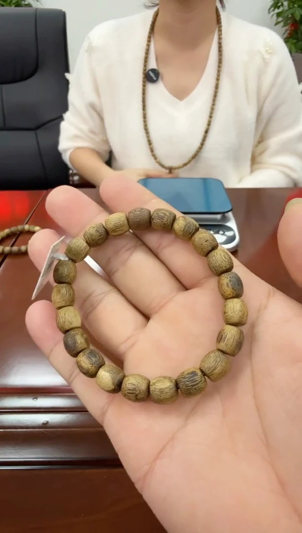 沉香手串汝湖金丝油 09鼓珠单圈 6克+ 多样性发一