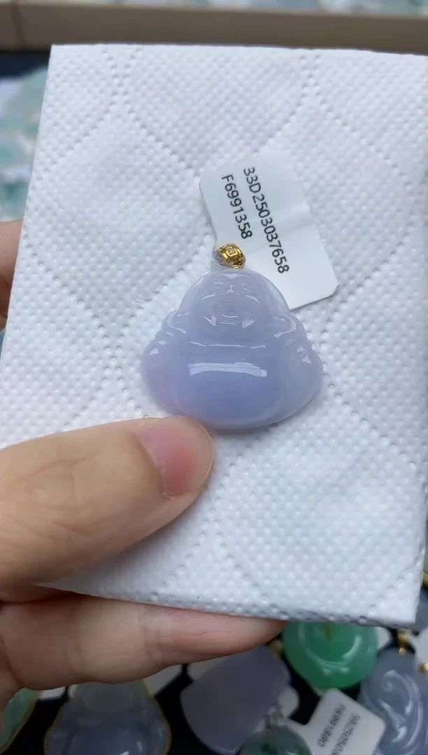 翡翠18K金镶嵌颈饰天然缅甸A货翡翠