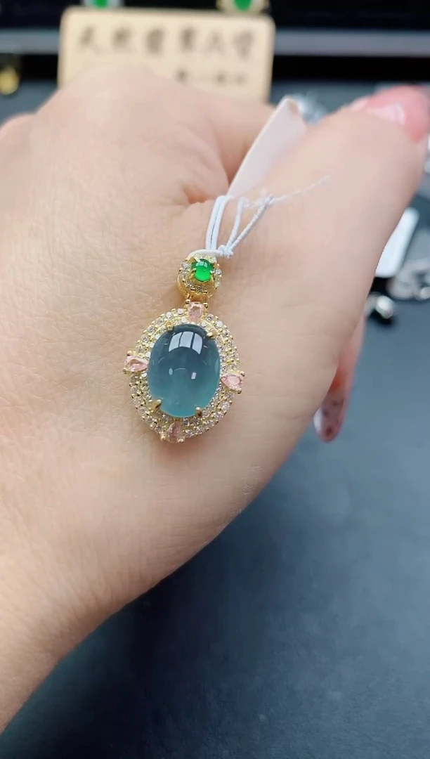 吊坠(赠链)银S925镶嵌翡翠1