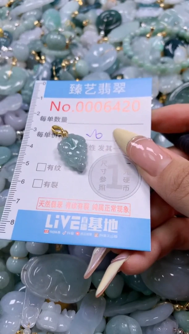 翡翠未镶嵌颈饰含绳0006420