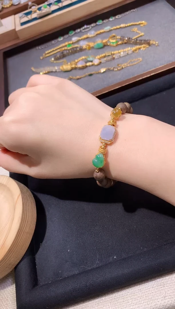 银S925镶嵌手串翡翠手串