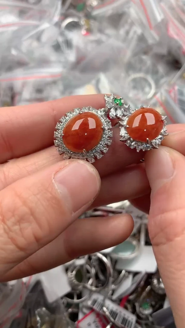 银S925镶嵌戒指翡翠444----1