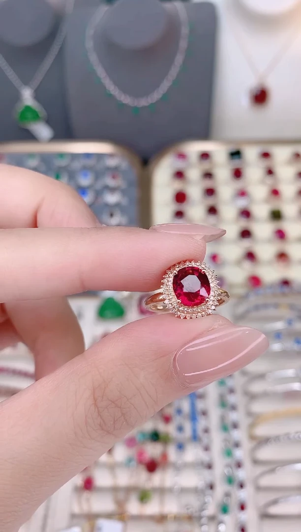 18K金镶嵌碧玺戒指碧玺@*玖.