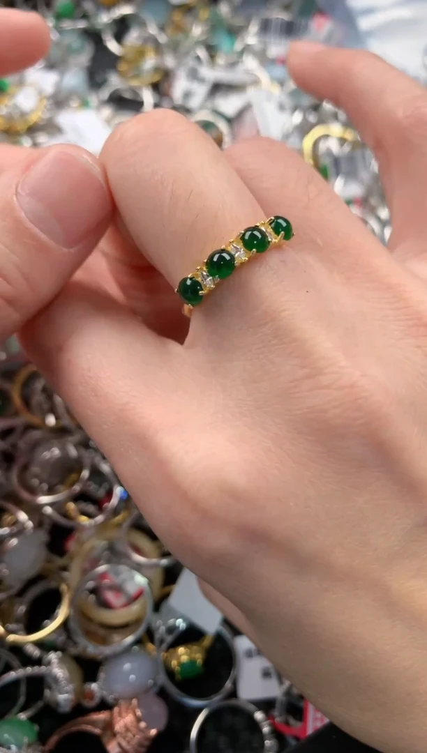 银S925镶嵌戒指翡翠222   10