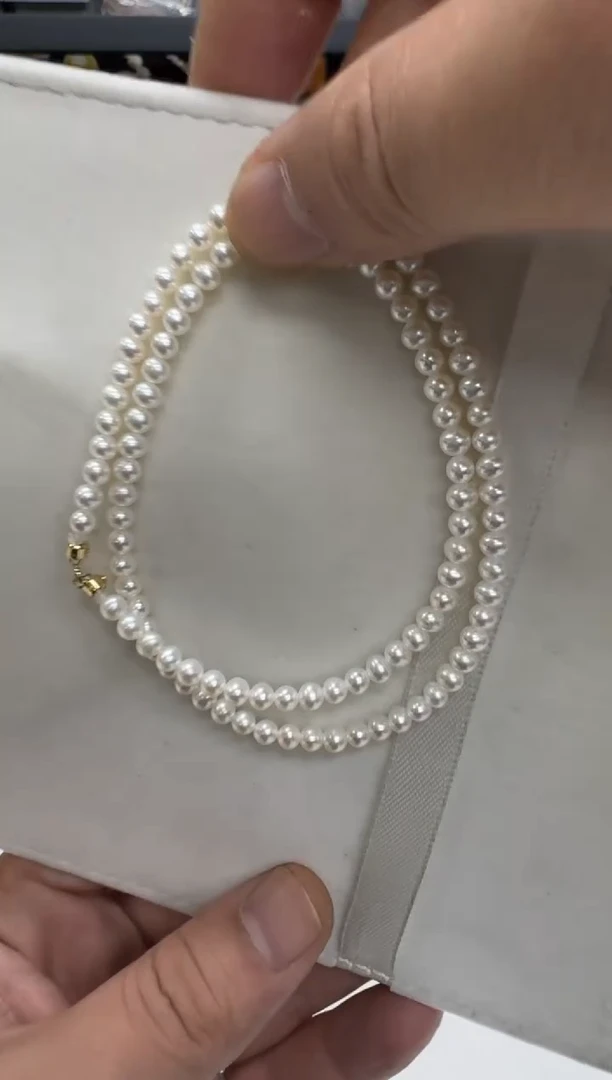 【闪购商品】淡水珍珠项链18K金镶嵌4-5mm