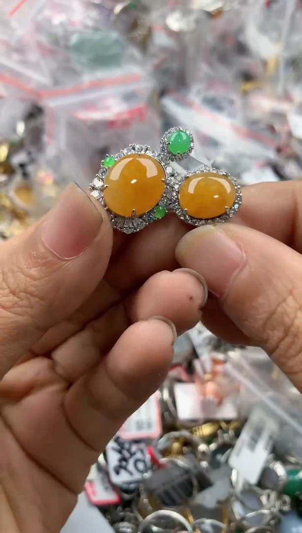 银S925镶嵌戒指翡翠666----3