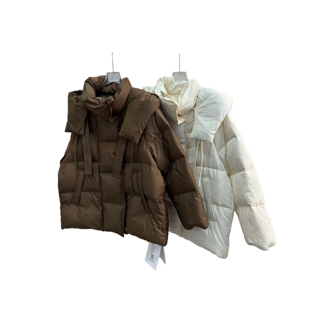 YH 35999冬季新款百搭时尚宽松连帽鹅绒羽绒服