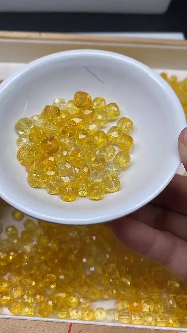 未镶嵌珠宝半成品水晶D17 黄水晶方糖8mm10个8元