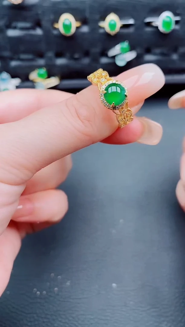 翡翠戒指银S925镶嵌天然a货翡翠166