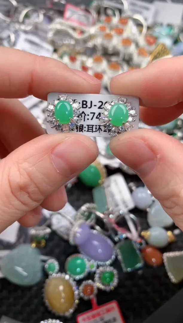 银S925镶嵌戒指翡翠999---1