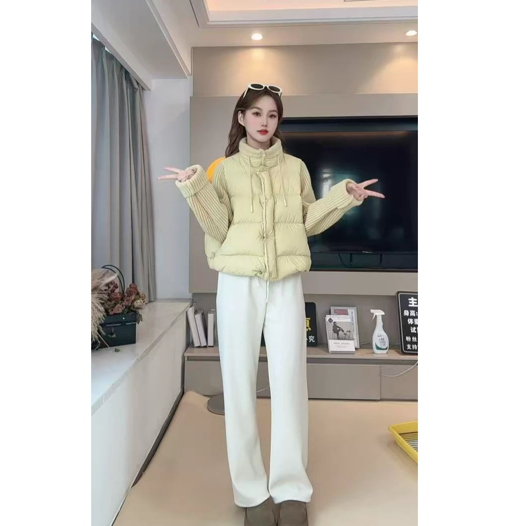 运补6-8 短款立领女针织拼接女士加厚时尚轻薄棉服外套