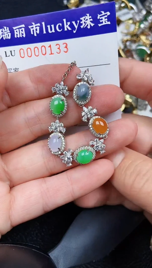 翡翠银S925镶嵌颈饰0133