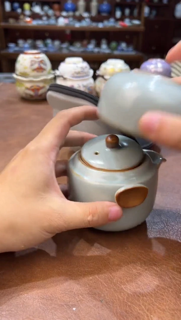真的很便宜超好看会开片的旅行茶具