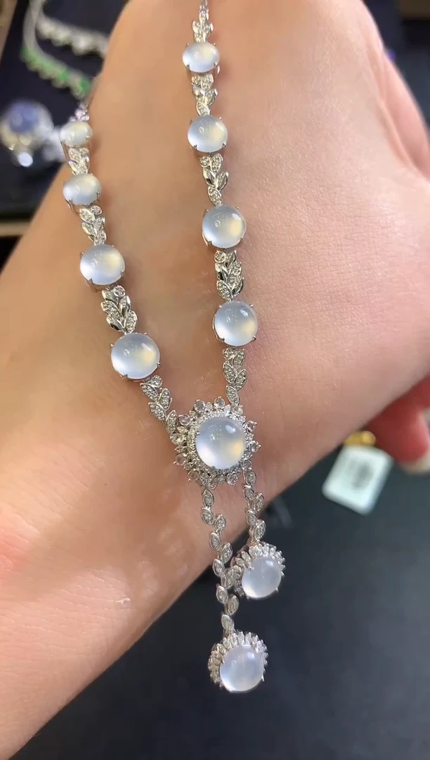 翡翠18K金镶嵌套链m148