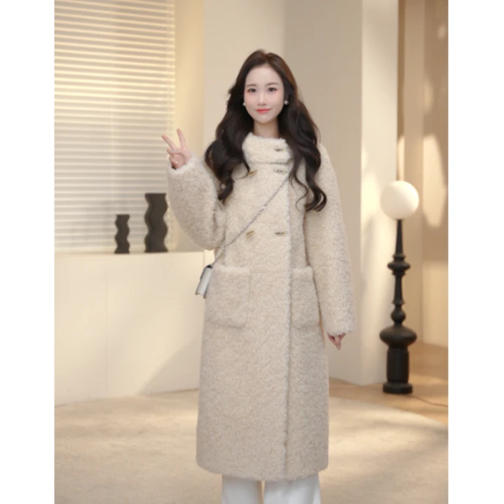 Basic House/百家好2024新款毛毛大衣女中长款高端B0754B5K582