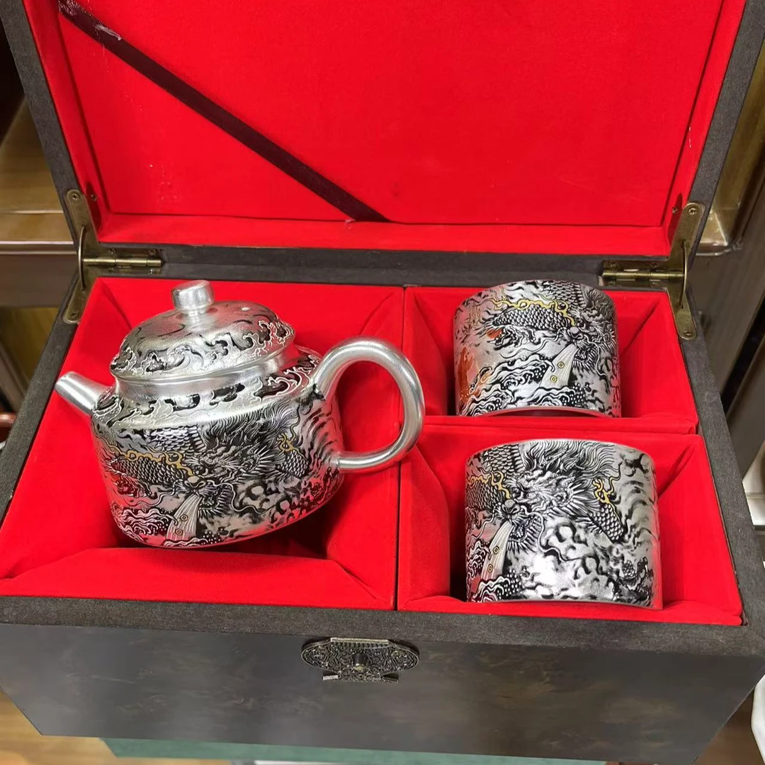 【闪购商品】墨龙鎏银壶泡茶小套装2730