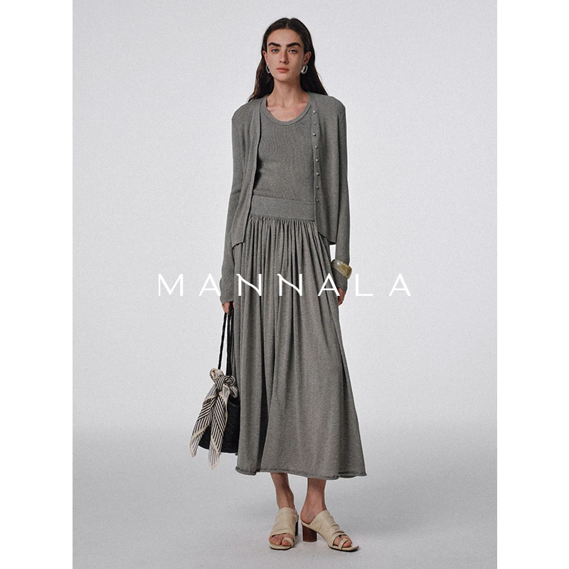 MANNALA丨“清风许”葱片细闪绵羊毛绝美背心/针织衫/半身裙Q4159