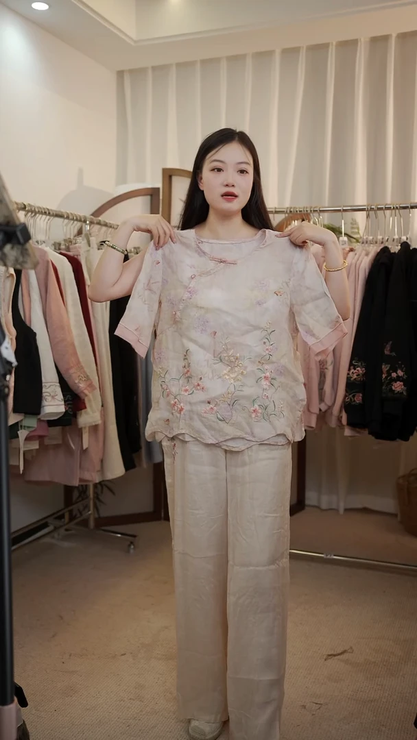 2125米色L麻印苎麻