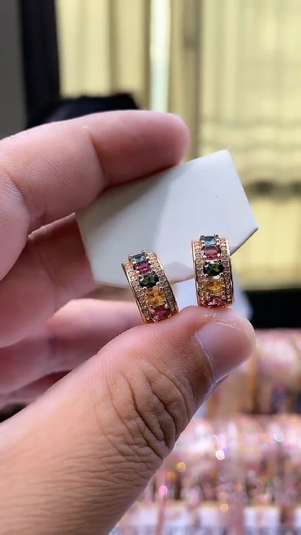 银S925镶嵌耳扣碧玺354345354354354