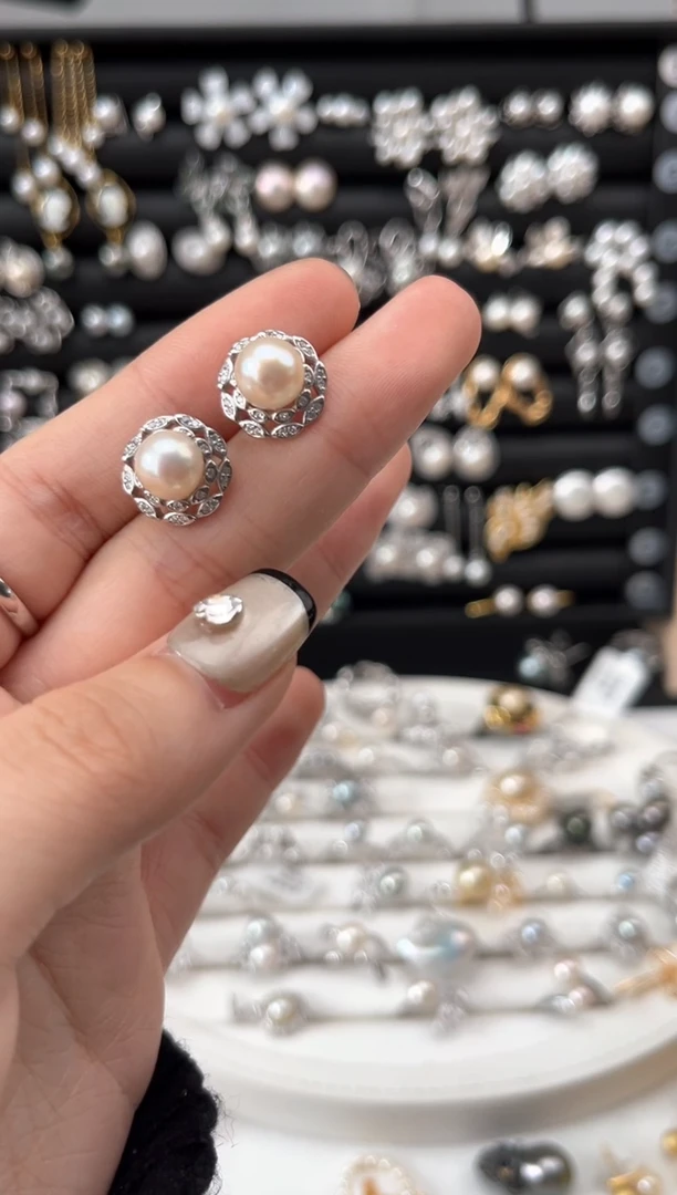 【闪购商品】海水珍珠耳饰银S925镶嵌S925海水耳饰