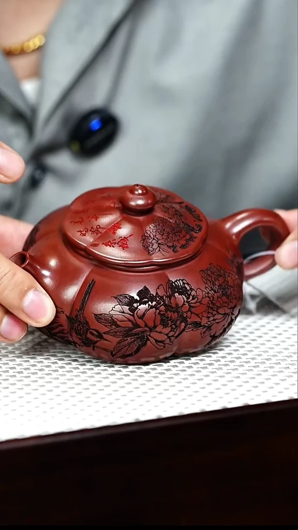 茶壶紫砂宜兴紫砂 筋纹寒江 150cc 周昌英h002