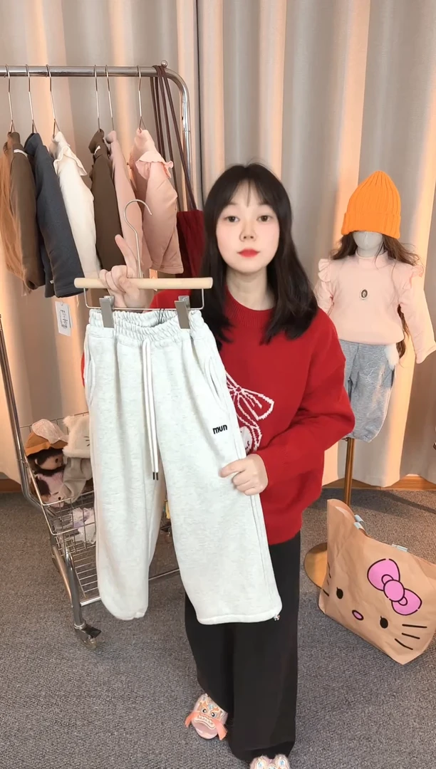 加厚一体绒长裤大童120码偏大DK031