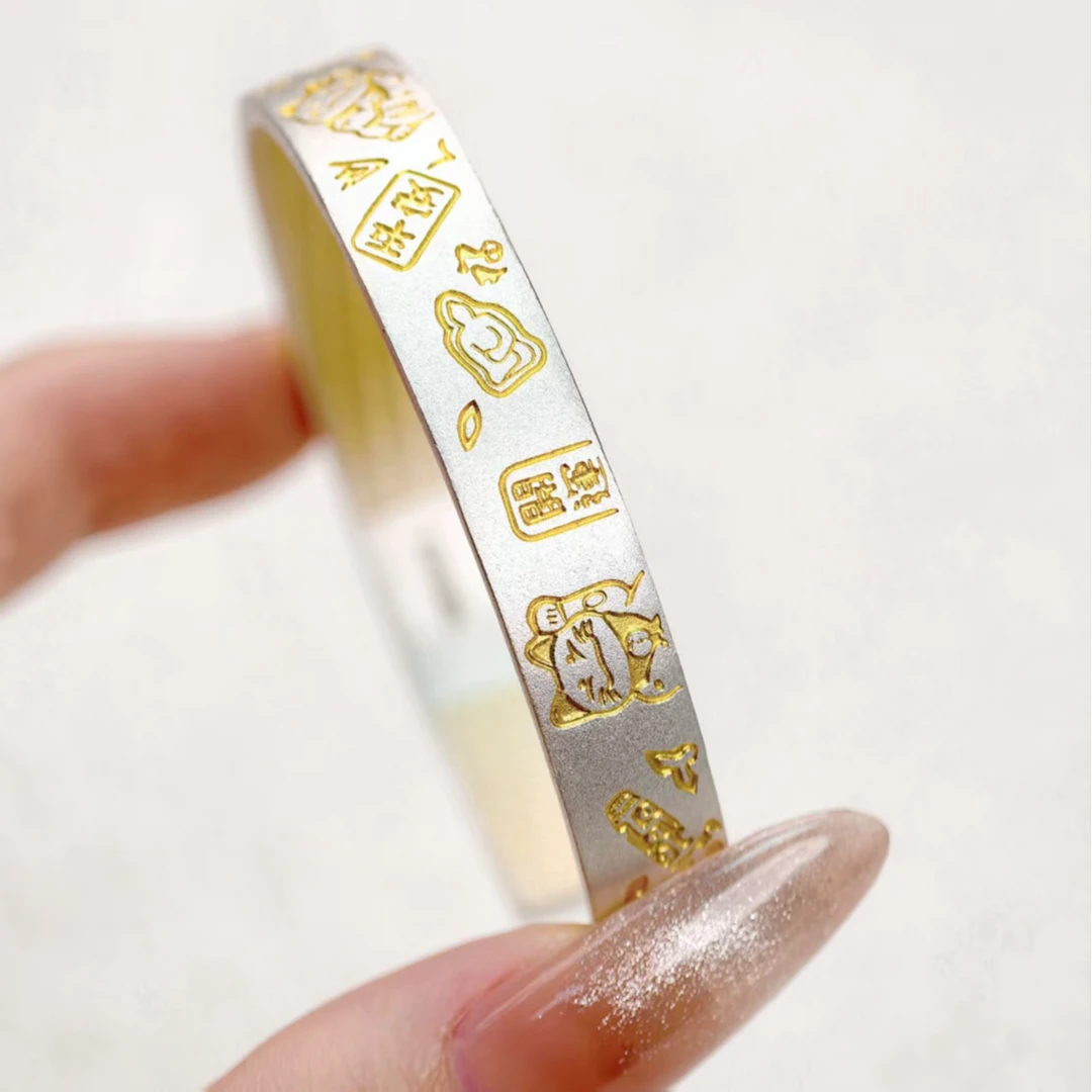 足银手镯 9999招财猫吉言中式古法银手镯实心时尚生日礼物送女生