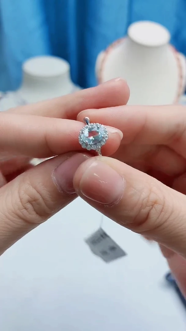 银S925镶嵌戒圈海蓝宝石1110ZB419产品一个（多样性）