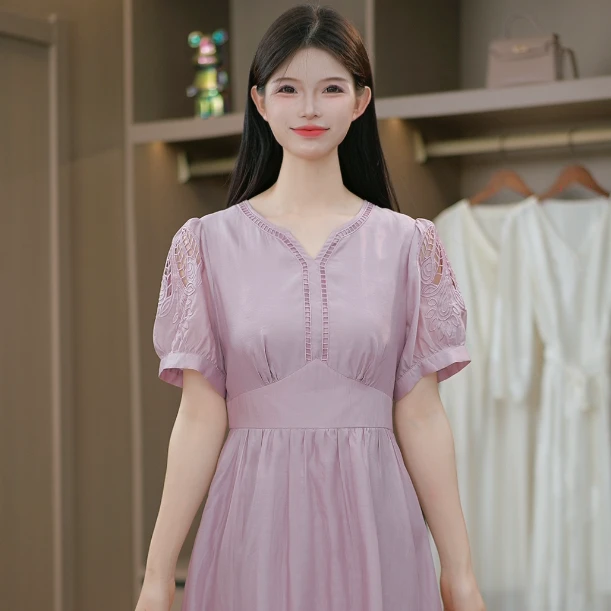 2023新款时尚简约素雅大方气质修身连衣裙M-4XL