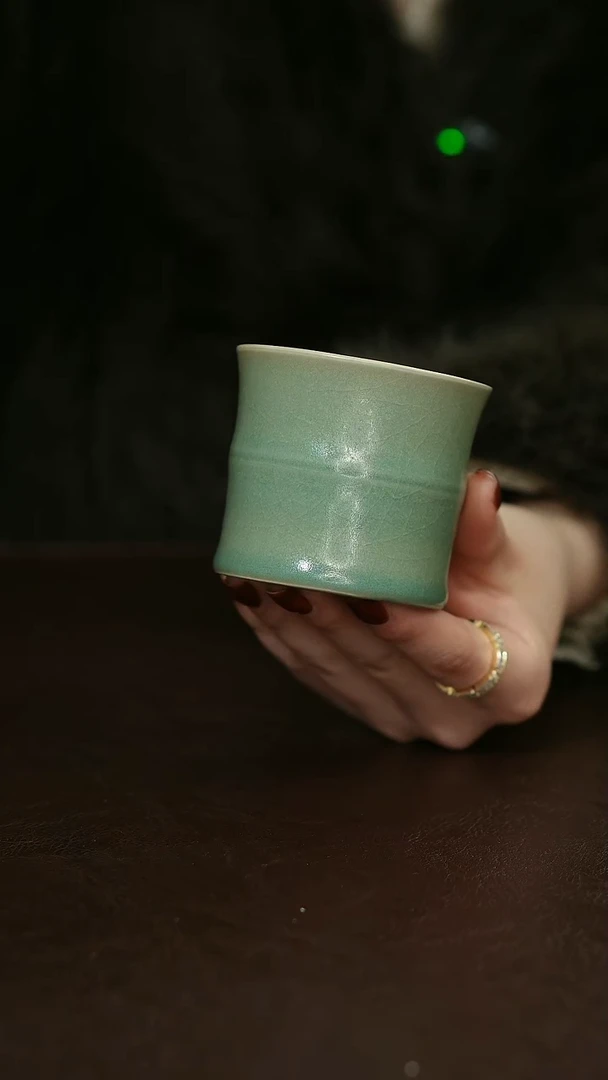 摆件瓷 汝宋汝瓷原矿釉 柴烧杯