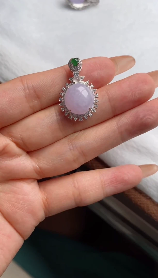 翡翠戒指银S925镶嵌Y**O天然A货翡翠