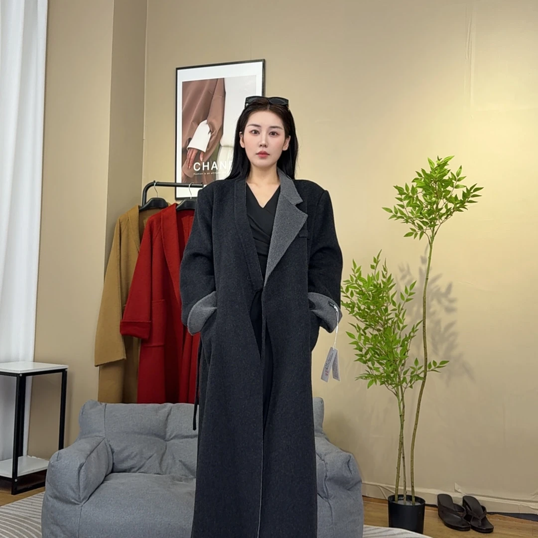 JJ2025年秋冬上新极简风双面羊毛大衣气质简约毛呢外套女时尚风衣